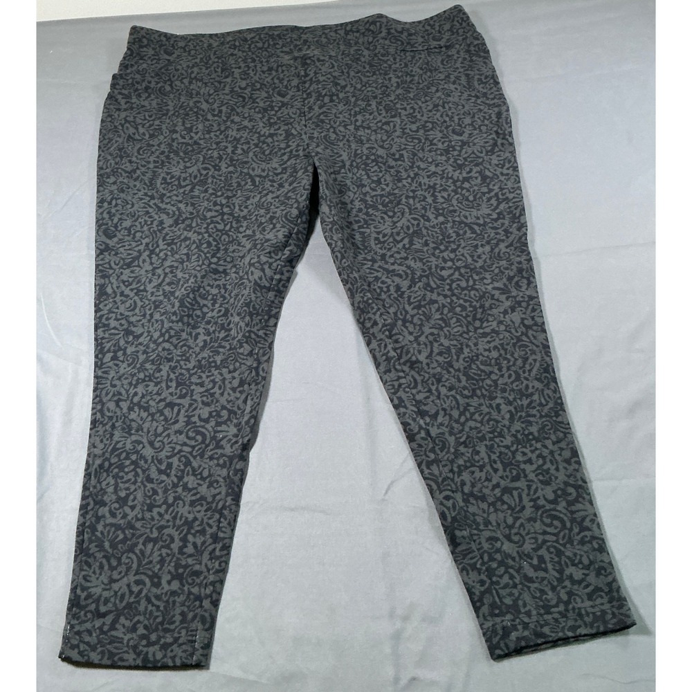 Terra & Sky Womens 4X Plus‎ High Rise Leggings Mini Paisley Black/Grey Soot